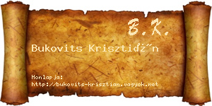 Bukovits Krisztián névjegykártya